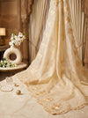 Banarasee Pure Organza Silk Saree With Floral Resham Embroidery-Cream