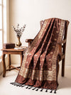 Banarasee Semi Katan Zari Work Salwar Kameez Fabric With Dupatta Set-Brown