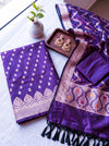 Banarasee Semi Katan Zari Work Salwar Kameez Fabric With Dupatta Set-Violet