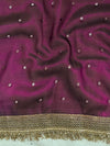 Banarasee Handwoven Tissue Saree With Zari Buti Design & Lace-Purple
