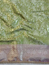 Banarasee Handwoven Tissue Saree With Zari Jaal Design & Lace-Green & Lavender