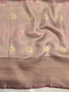 Banarasee Handwoven Tissue Saree With Digital Print & Lace-Mauve