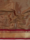 Banarasee Handwoven Soft Tissue Saree With Zari Design-Maroon & Gold