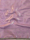 Banarasee Handwoven Tissue Saree With Zari Jaal Design & Lace-Silver & Pink