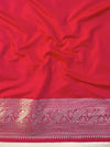 Banarasee Handwoven Semi-Katan Zari & Resham Weaving Floral Border Saree-Orange