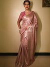 Banarasee Handwoven Tissue Saree Zari Design & Border-Onion Pink