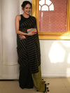 Bhagalpur Handloom Pure Linen Cotton Saree-Black