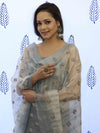 Banarasee Embroidered Chanderi Salwar Kameez With Kota Check Dupatta Set-Grey