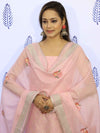 Banarasee Embroidered Chanderi Salwar Kameez With Dupatta Set-Pink