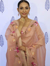 Banarasee Tissue Hand-Painted Salwar Kameez Fabric With Dupatta Set-Pink