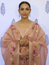 Banarasee Tissue Hand-Painted Salwar Kameez Fabric With Dupatta Set-Pink