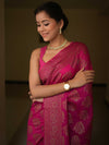 Banarasee Semi-Chiffon Saree With Antique Zari Work-Pink