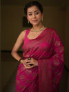 Banarasee Semi-Chiffon Saree With Antique Zari Work-Pink