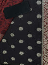 Banarasee Cotton Silk Salwar Kameez Fabric With Cotton Dupatta-Black & Red