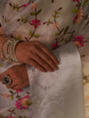 Banarasee Handwoven Broad Border Tissue Saree With Embroidered Floral Design-Silver
