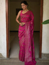 Banarasee Semi-Chiffon Saree With Antique Zari Work-Pink