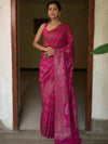 Banarasee Semi-Chiffon Saree With Antique Zari Work-Pink