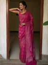 Banarasee Semi-Chiffon Saree With Antique Zari Work-Pink