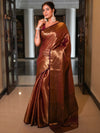 Banarasee Handwoven Tissue Saree Zari Design & Border-Maroon