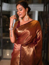 Banarasee Handwoven Tissue Saree Zari Design & Border-Maroon