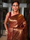 Banarasee Handwoven Tissue Saree Zari Design & Border-Maroon