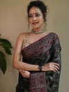 Banarasee Cotton Silk Jamdani Saree With Resham & Zari Design-Black