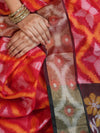 Banarasee Cotton Silk Saree With Resham Work & Pallu-Red & Maroon