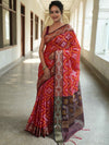Banarasee Cotton Silk Saree With Resham Work & Pallu-Red & Maroon