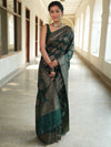 Banarasee Semi-Chiffon Saree With Antique Zari Work-Green
