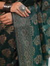 Banarasee Semi-Chiffon Saree With Antique Zari Work-Green