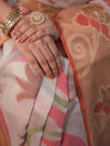 Banarasee Cotton Silk Saree With Resham Work & Pallu-Cream & Peach