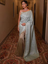 Banarasee Handwoven Tissue Saree With Lace Border-Light Blue