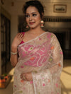 Banarasee Organza Mix Saree With Zari Design-Beige