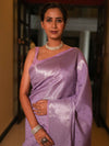 Banarasee Handwoven Tissue Saree Zari Design & Border-Lavender