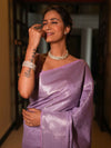 Banarasee Handwoven Tissue Saree Zari Design & Border-Lavender