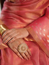 Banarasee Handwoven Shaded Tissue Saree With Gold Zari Border-Pink