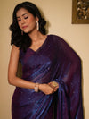 Banarasee Dual Shaded Chiffon Saree With Mirror Work-Violet