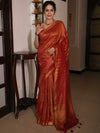 Bhagalpur Handloom Pure Linen Cotton Saree With Zari Design-Red