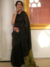 Bhagalpur Handloom Pure Linen Cotton Saree-Black