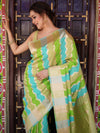 Banarasee Handwoven Semi Katan Saree With Rangkat Design & Border-Green