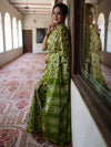 Bhagalpur Handloom Pure Linen Cotton Batik Pattern Saree-Light Green