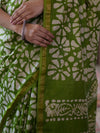 Bhagalpur Handloom Pure Linen Cotton Batik Pattern Saree-Light Green