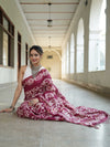 Bhagalpur Handloom Pure Linen Cotton Batik Pattern Saree-Magenta