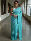 Bhagalpur Cotton Silk Ghichha Work Saree-Light Blue