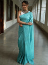 Bhagalpur Cotton Silk Ghichha Work Saree-Light Blue