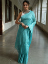 Bhagalpur Cotton Silk Ghichha Work Saree-Light Blue