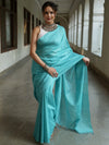 Bhagalpur Cotton Silk Ghichha Work Saree-Light Blue