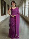 Handloom Mul Cotton Saree With Sequin Work-Purple