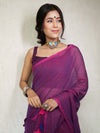 Handloom Mul Cotton Saree With Sequin Work-Purple