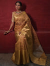 Banarasee Handwoven Broad Border Tissue Saree With Embroidered Design-Gold